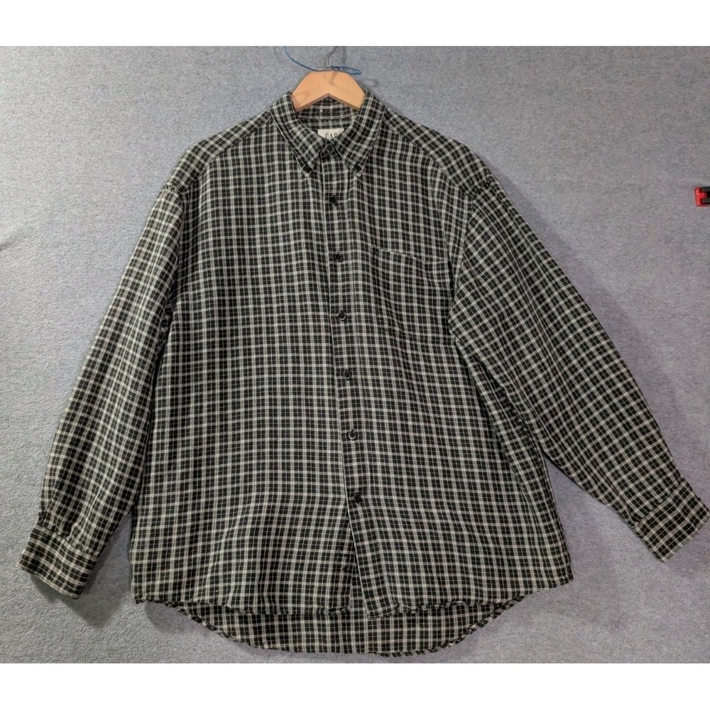 Vintage GAP Button Front Plaid Shirt Made In Hong Kong Grunge Adult Large